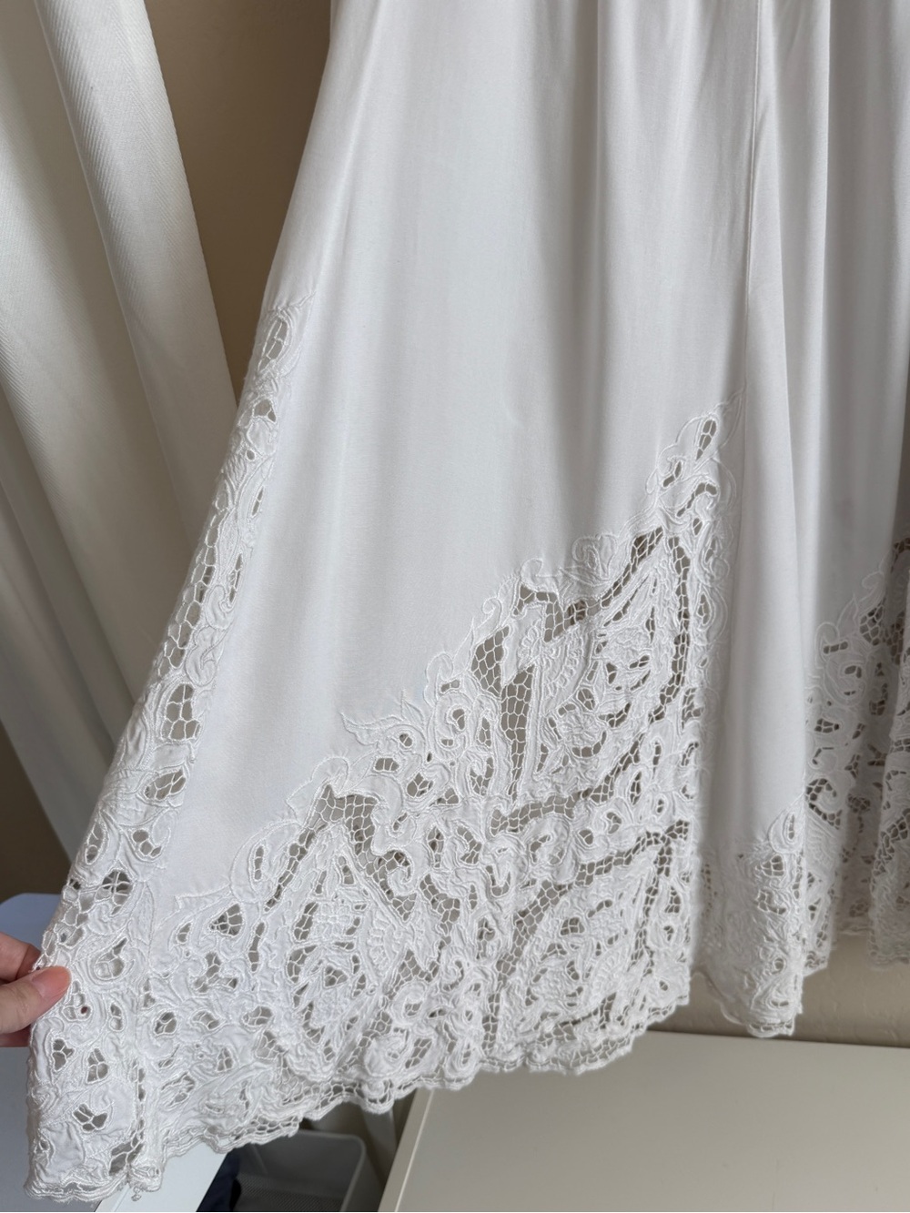 Vintage White Martha Riestra Openwork Hem Maxi Skirt Medium - Picture 2 of 6